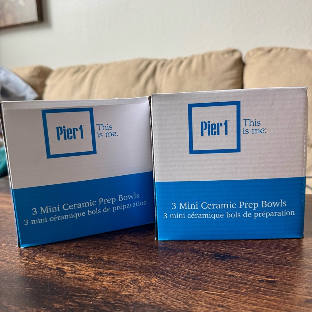 NIB TWO SETS of Pier 1 - 3 mini ceramic prep bowls